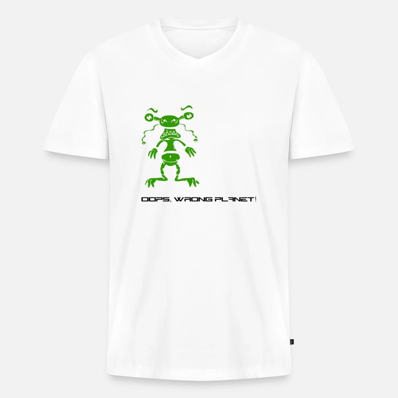 wrong_planet - Männer Premium Bio T-Shirt mit V-Ausschnitt - Weiß