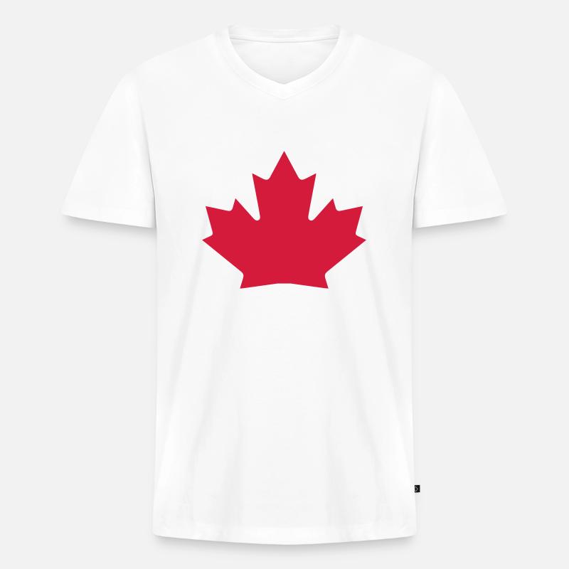 Canada Maple Leaf - Männer Premium Bio T-Shirt mit V-Ausschnitt - Weiß