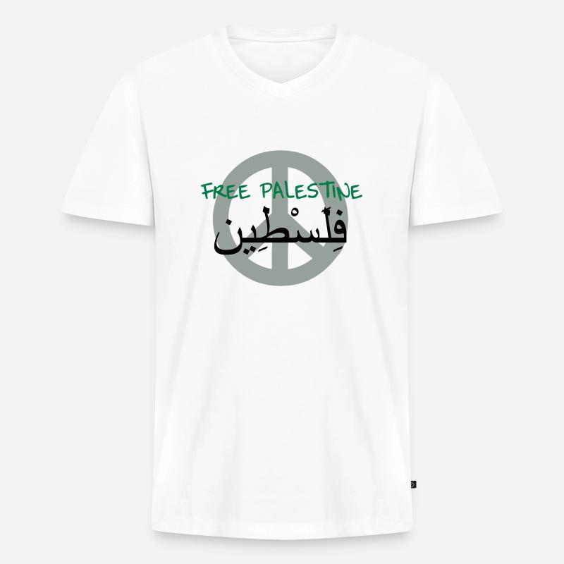 Palästina - Männer Premium Bio T-Shirt mit V-Ausschnitt - Weiß
