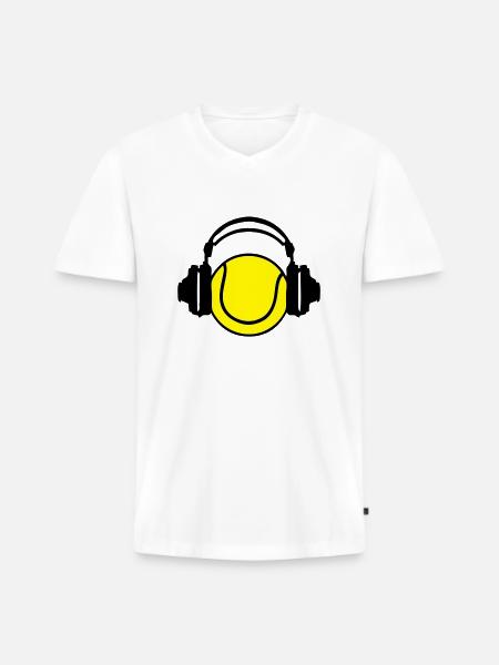 Kopfhörer-Kopfhörer DJ-Audio-Tennis - Männer Premium Bio T-Shirt mit V-Ausschnitt - Weiß