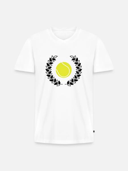 Tennis - Männer Premium Bio T-Shirt mit V-Ausschnitt - Weiß