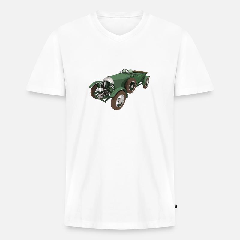 Schöner Oldtimer, Auto, KFZ - Männer Premium Bio T-Shirt mit V-Ausschnitt - Weiß