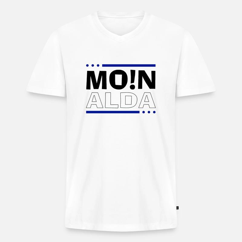 Moin Alda - Männer Premium Bio T-Shirt mit V-Ausschnitt - Weiß