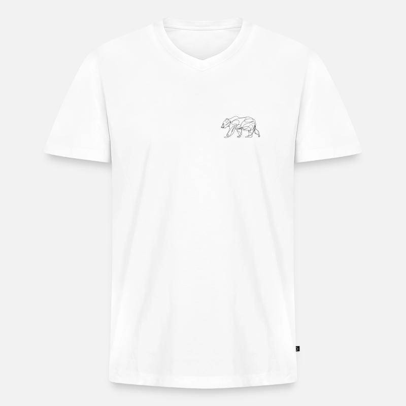 linear bear bär - Männer Premium Bio T-Shirt mit V-Ausschnitt - Weiß