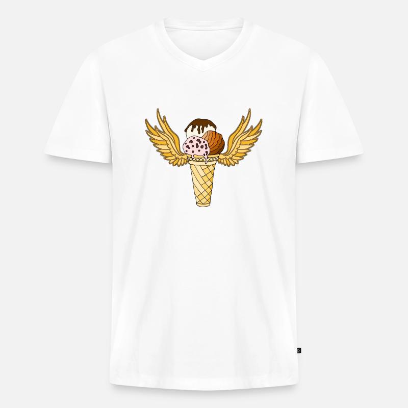 Eis - Männer Premium Bio T-Shirt mit V-Ausschnitt - Weiß