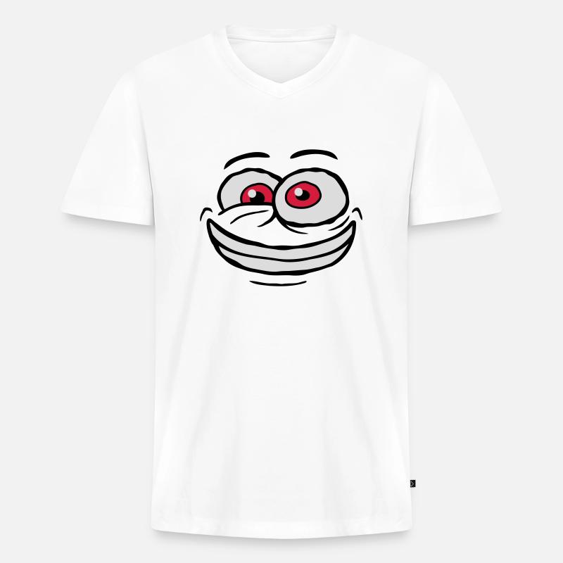 Verrücktes Comic Gesicht Design - Männer Premium Bio T-Shirt mit V-Ausschnitt - Weiß
