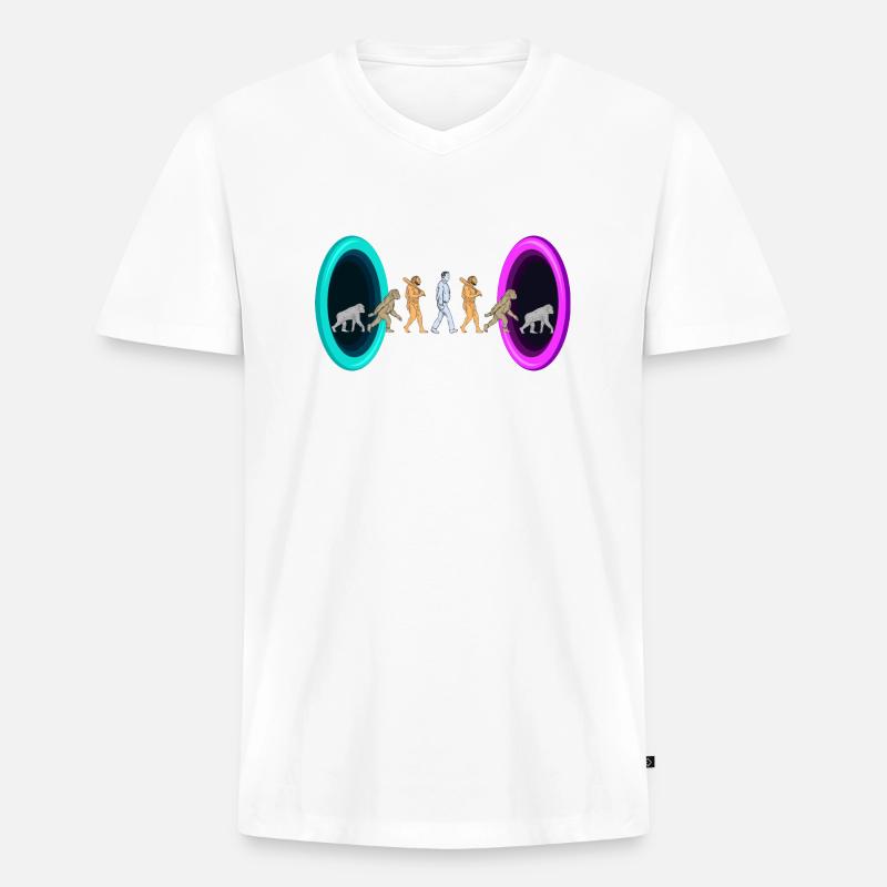 Evolution durch Portale - Männer Premium Bio T-Shirt mit V-Ausschnitt - Weiß