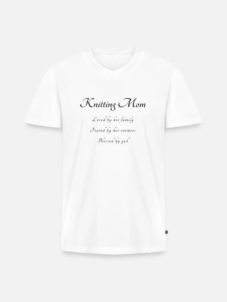 Stricken Spruch Mama - Männer Premium Bio T-Shirt mit V-Ausschnitt - Weiß