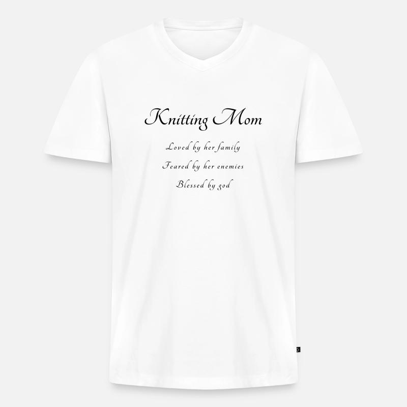 Stricken Spruch Mama - Männer Premium Bio T-Shirt mit V-Ausschnitt - Weiß