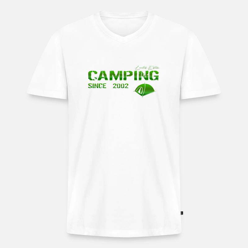 Camping 2002 Geschenk - Männer Premium Bio T-Shirt mit V-Ausschnitt - Weiß