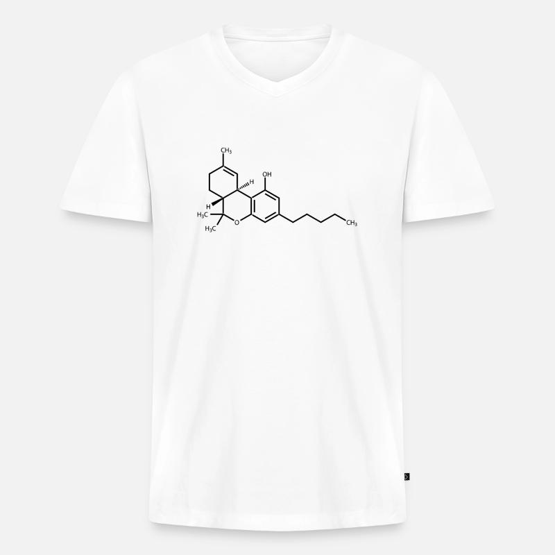 THC schwarz - Männer Premium Bio T-Shirt mit V-Ausschnitt - Weiß
