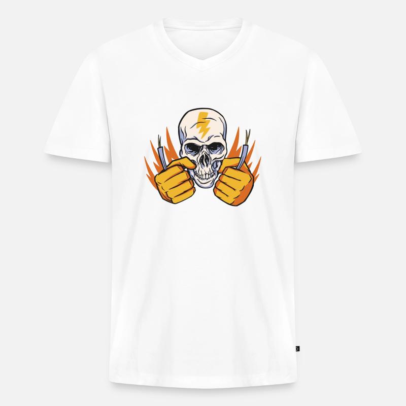 Elektriker Beruf Design - Männer Premium Bio T-Shirt mit V-Ausschnitt - Weiß