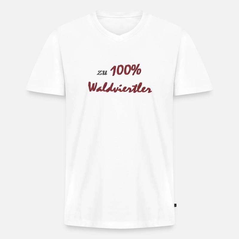 100% Waldviertler - Männer Premium Bio T-Shirt mit V-Ausschnitt - Weiß