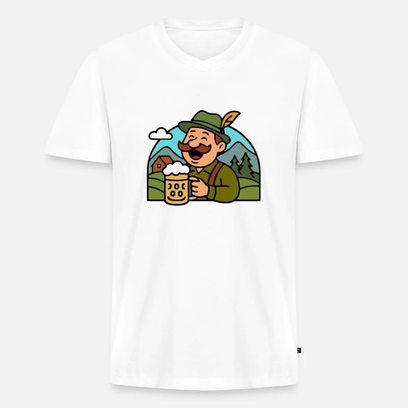 Deutscher German Bavarian Bayer Bier - Männer Premium Bio T-Shirt mit V-Ausschnitt - Weiß