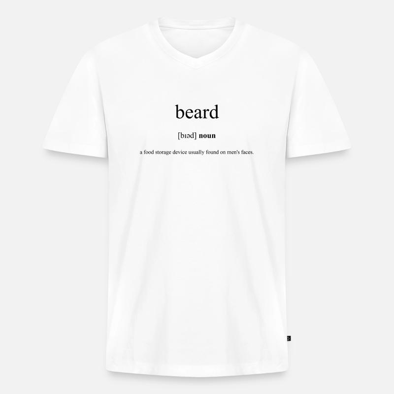 Beard | Bart Definition Dictionary - Männer Premium Bio T-Shirt mit V-Ausschnitt - Weiß