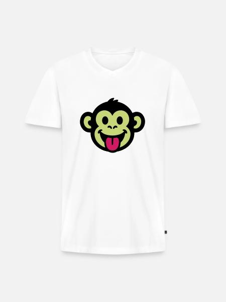 Affe Lustig Comic - Männer Premium Bio T-Shirt mit V-Ausschnitt - Weiß