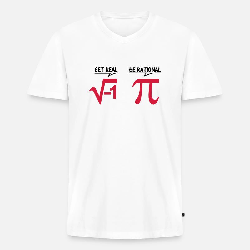 get real - be rational (2c) - Männer Premium Bio T-Shirt mit V-Ausschnitt - Weiß