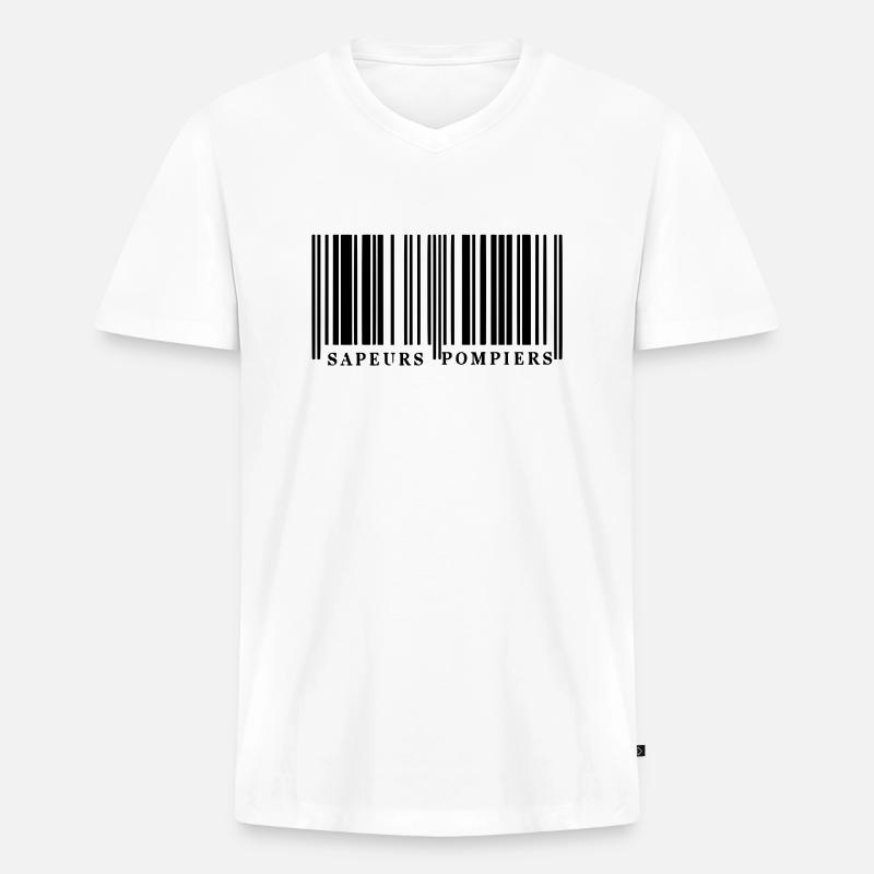 Barcode SP1 - Männer Premium Bio T-Shirt mit V-Ausschnitt - Weiß