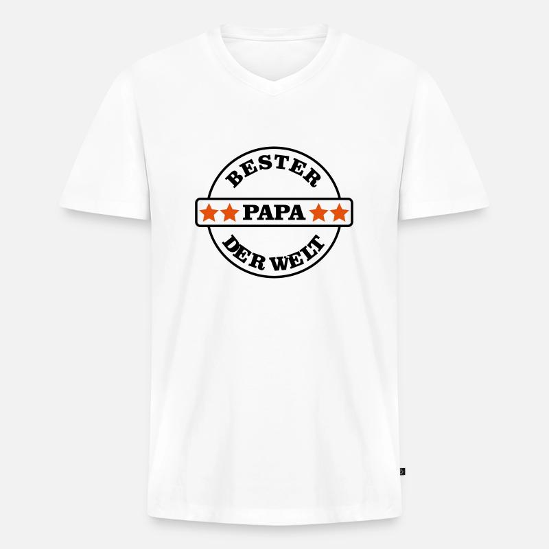 Bester Papa der Welt - Männer Premium Bio T-Shirt mit V-Ausschnitt - Weiß