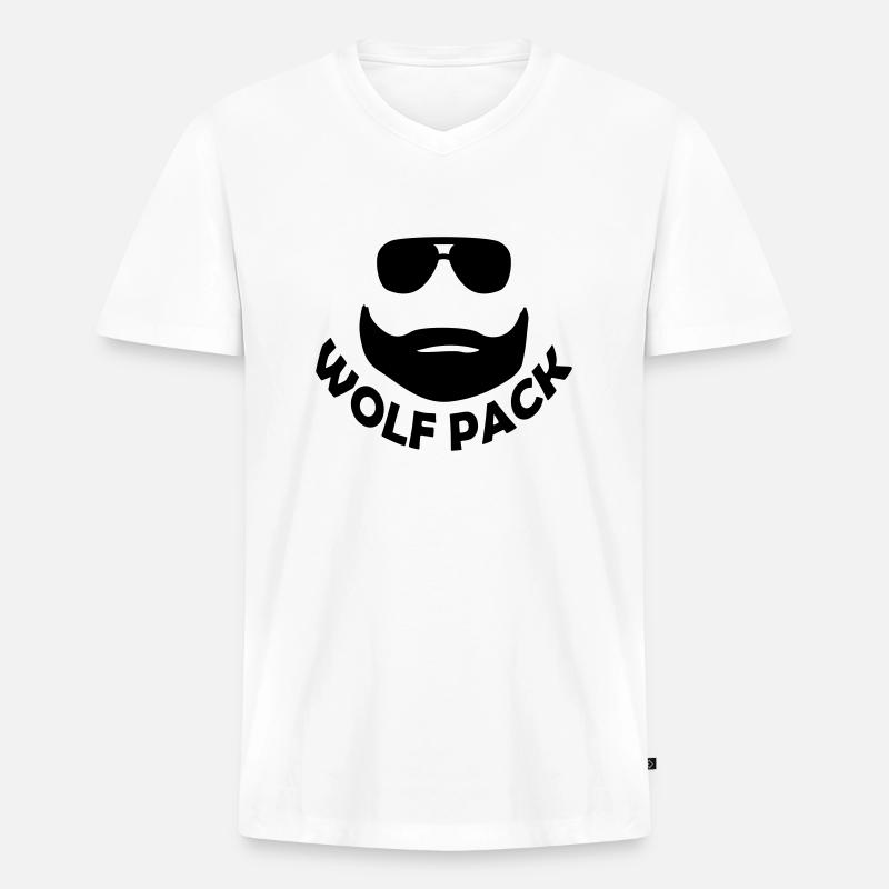 wolf pack - Männer Premium Bio T-Shirt mit V-Ausschnitt - Weiß