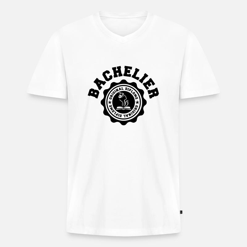 Bachelor - Männer Premium Bio T-Shirt mit V-Ausschnitt - Weiß
