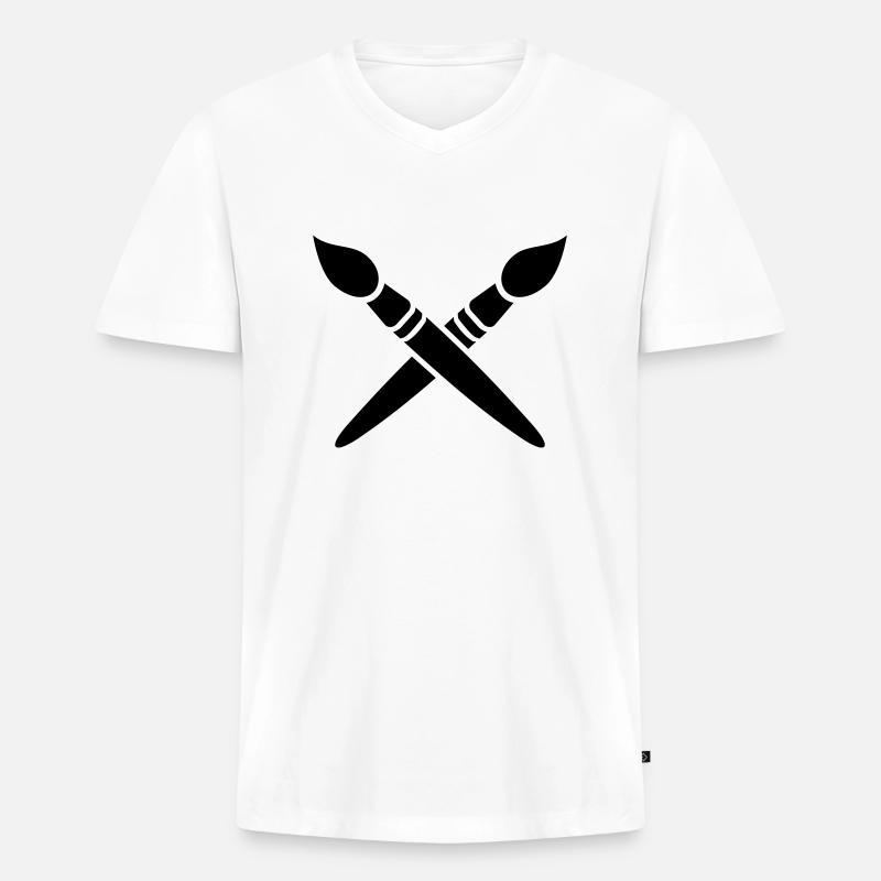 Pinsel - Männer Premium Bio T-Shirt mit V-Ausschnitt - Weiß