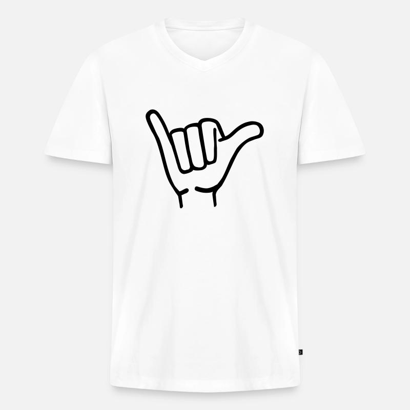 Surfen - Männer Premium Bio T-Shirt mit V-Ausschnitt - Weiß