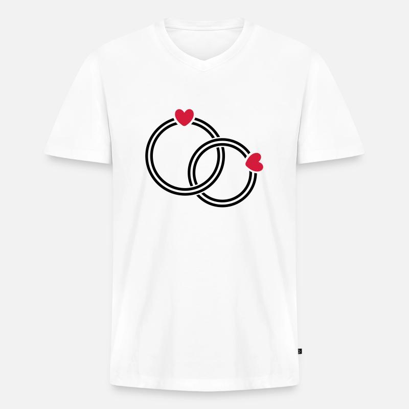 Eheringe - Männer Premium Bio T-Shirt mit V-Ausschnitt - Weiß