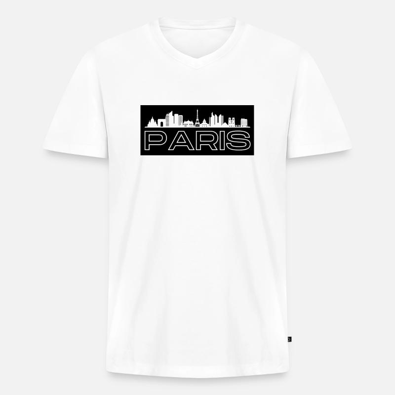 Paris - mit Skyline - Männer Premium Bio T-Shirt mit V-Ausschnitt - Weiß