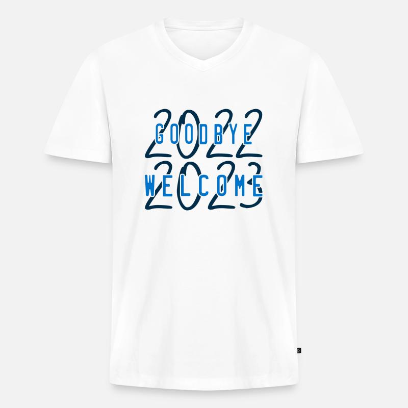 Willkommen 2023 - Männer Premium Bio T-Shirt mit V-Ausschnitt - Weiß