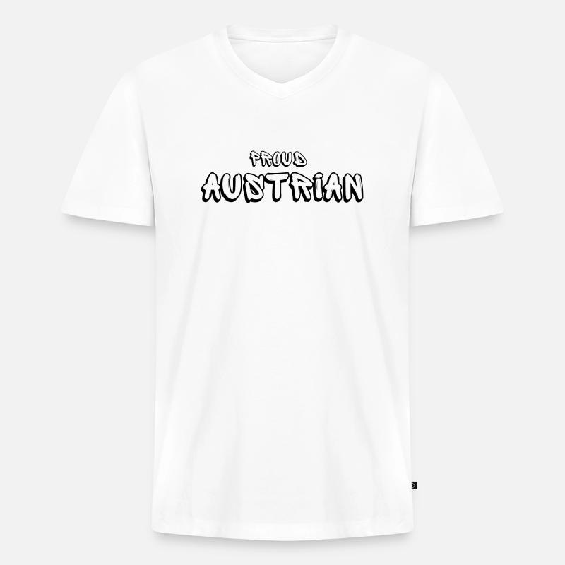 PROUD AUSTRIAN - Männer Premium Bio T-Shirt mit V-Ausschnitt - Weiß