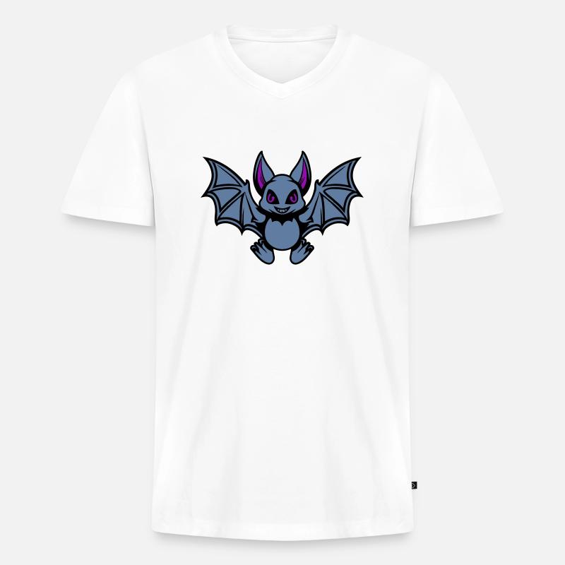 fledermaus comic - Männer Premium Bio T-Shirt mit V-Ausschnitt - Weiß
