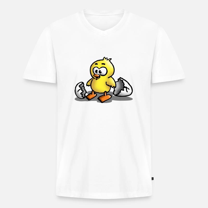 kueken_e - Männer Premium Bio T-Shirt mit V-Ausschnitt - Weiß