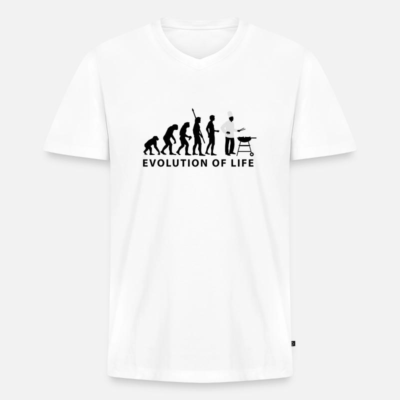 evolution_grill_e_2c - Männer Premium Bio T-Shirt mit V-Ausschnitt - Weiß