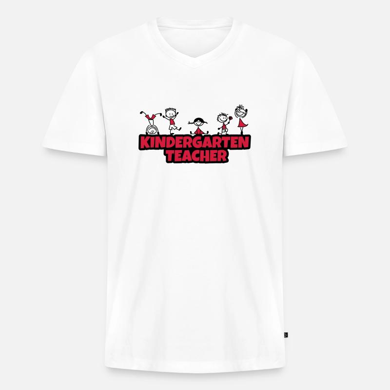 kindergarten teacher - Männer Premium Bio T-Shirt mit V-Ausschnitt - Weiß