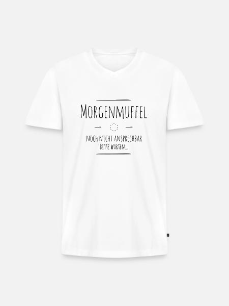 Morgenmuffel - Männer Premium Bio T-Shirt mit V-Ausschnitt - Weiß