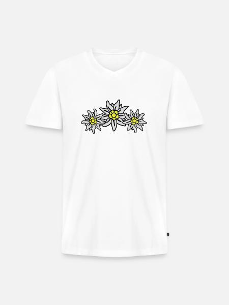 edelweiss - Men's Premium Organic T-shirt with V-neck - white