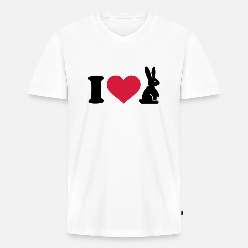 Hase - Männer Premium Bio T-Shirt mit V-Ausschnitt - Weiß