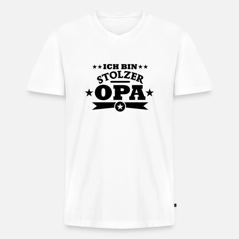 Stolzer Opa - Männer Premium Bio T-Shirt mit V-Ausschnitt - Weiß