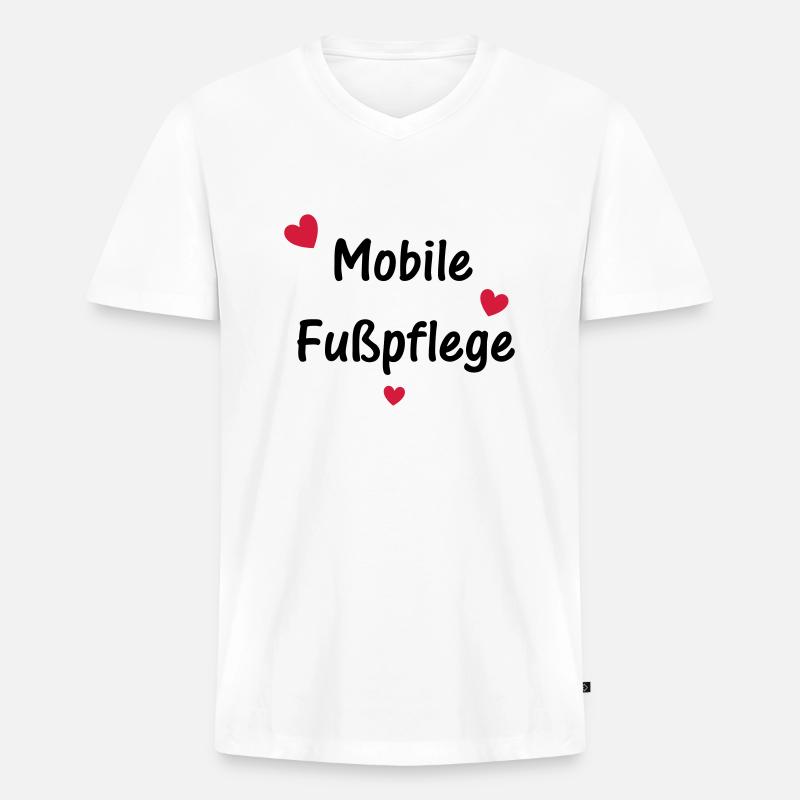 Mobile Fußpflege mit Herzen - Männer Premium Bio T-Shirt mit V-Ausschnitt - Weiß