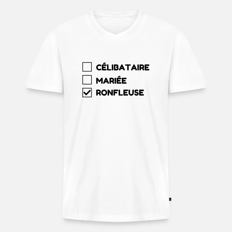 Schnarchen / Schnarcher / Schlaf / Schnarcherin - Männer Premium Bio T-Shirt mit V-Ausschnitt - Weiß