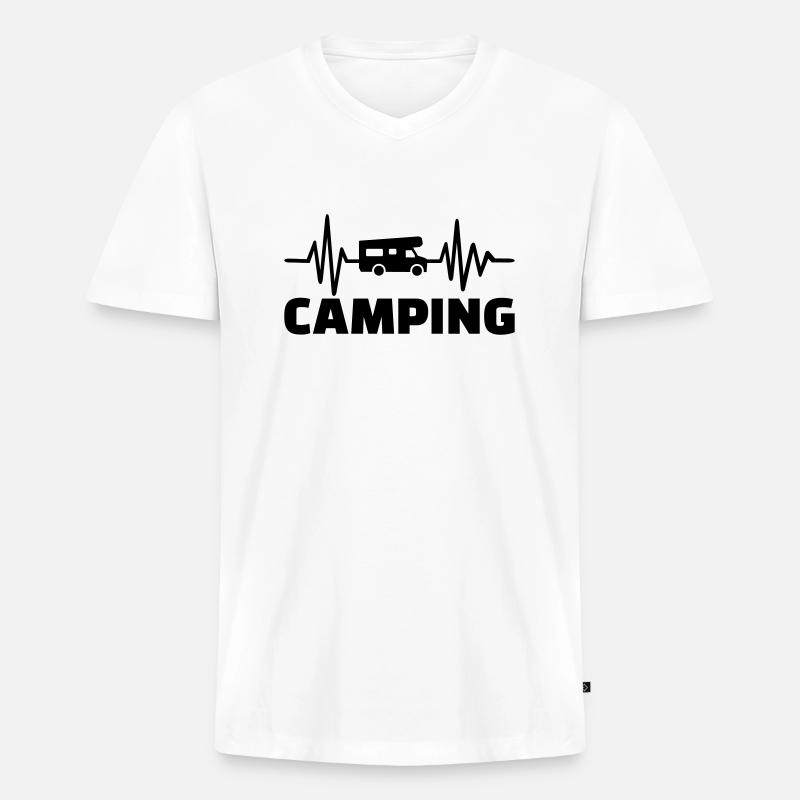 Camping - Männer Premium Bio T-Shirt mit V-Ausschnitt - Weiß