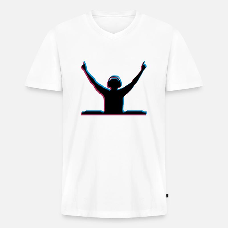 3D Effekt DJ - Männer Premium Bio T-Shirt mit V-Ausschnitt - Weiß