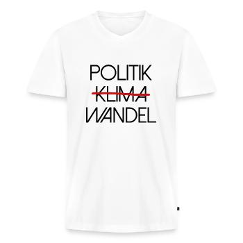 Politik Klima Wandel politisch Klimawandel - Männer Premium Bio T-Shirt mit V-Ausschnitt - Weiß - Vorne - Nico (187cm)
