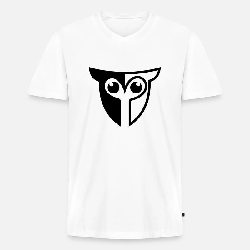owl eule - Männer Premium Bio T-Shirt mit V-Ausschnitt - Weiß