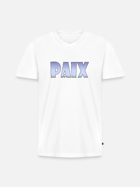 Friede - Männer Premium Bio T-Shirt mit V-Ausschnitt - Weiß
