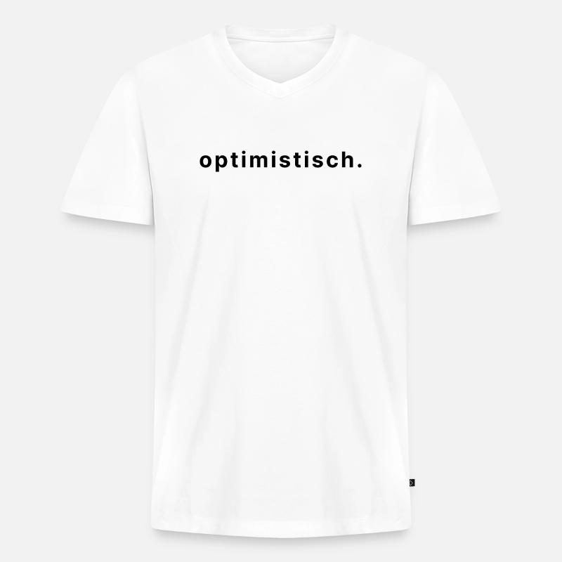 optimistisch. - Männer Premium Bio T-Shirt mit V-Ausschnitt - Weiß