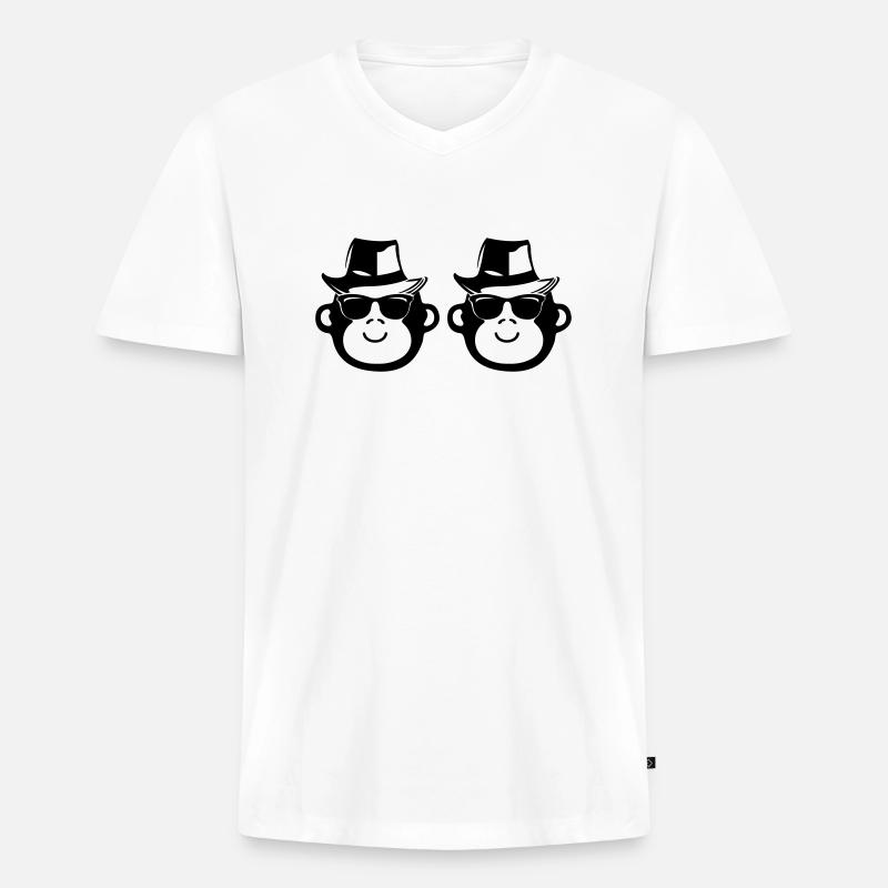 affen cool gangster - Männer Premium Bio T-Shirt mit V-Ausschnitt - Weiß