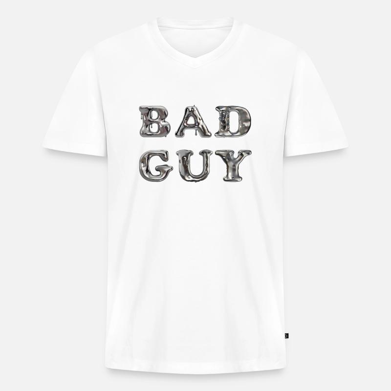 Bad Guy, strong guy - Männer Premium Bio T-Shirt mit V-Ausschnitt - Weiß