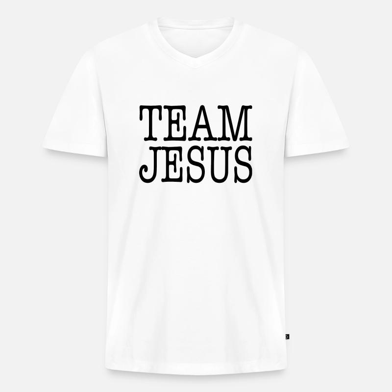 Team Jesus Geschenkidee - Männer Premium Bio T-Shirt mit V-Ausschnitt - Weiß